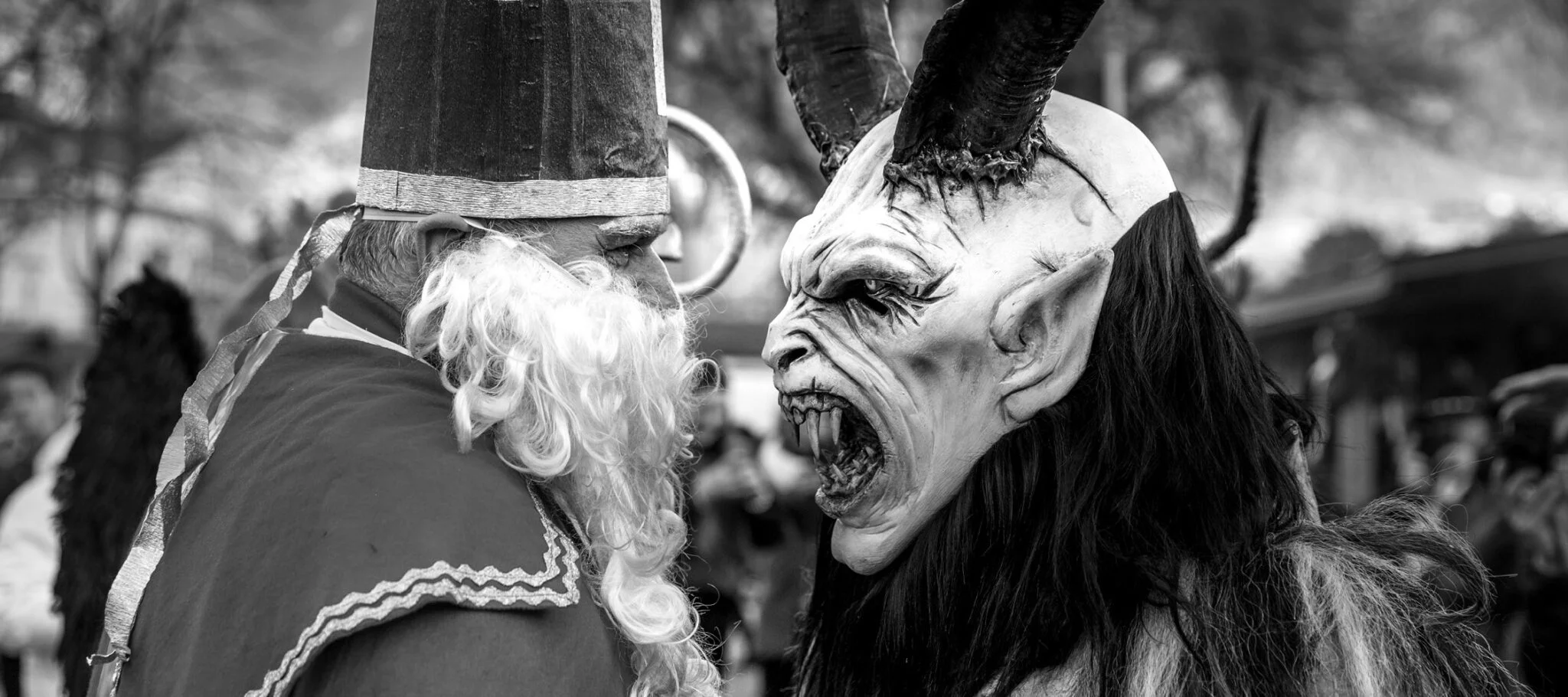 St. Nicholas and Krampus face off
